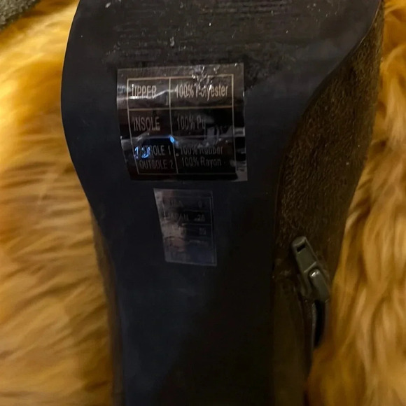 Vintage Faux Suede fashion olive  green chunky heels boots Sz 9 - Picture 7 of 14